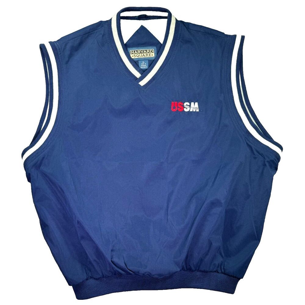 Harvard Square Golf Vest Mens Blue XL V-Neck Sleeveless Pullover Vintage‎ USSM